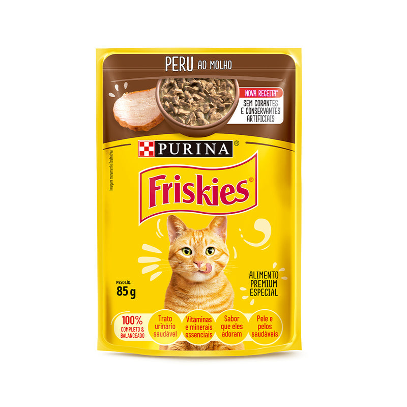 Ração Úmida Friskies Sachê Gatos | Sabor Peru ao Molho 85g