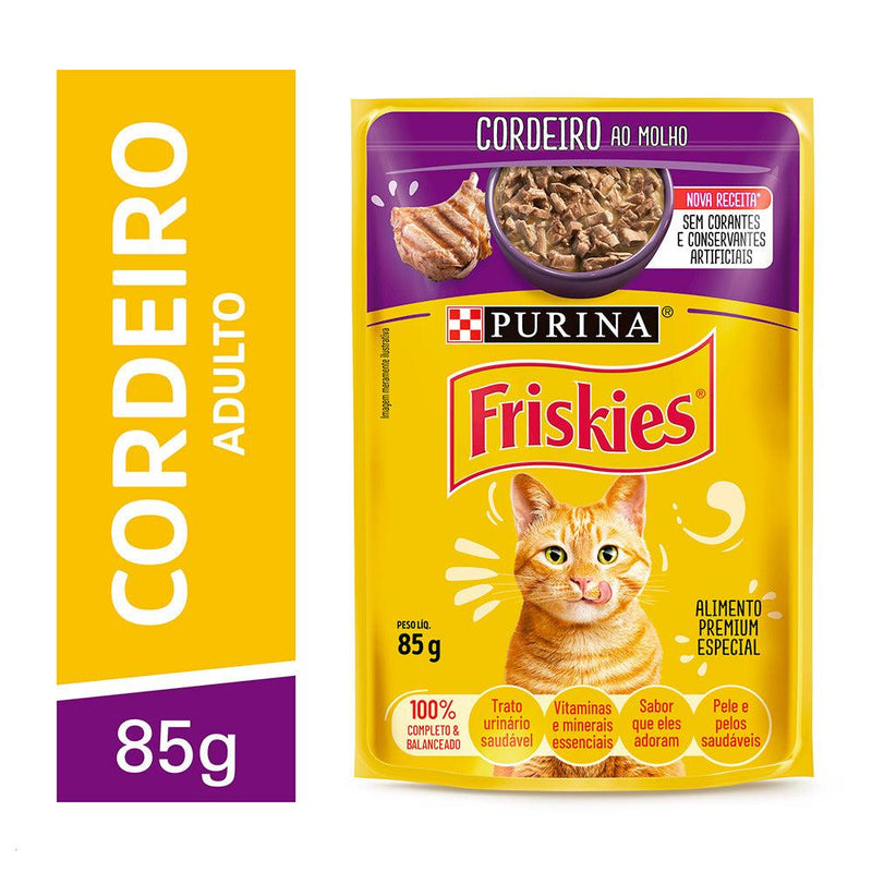 Ração Úmida Friskies Sachê Gatos | Sabor Cordeio ao Molho 85g