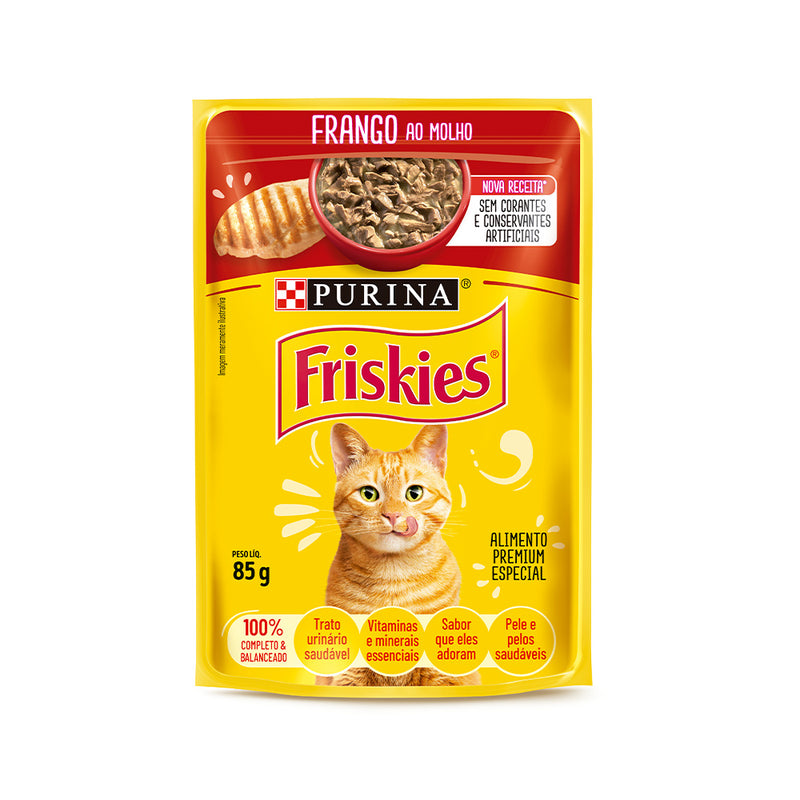 Ração Úmida Friskies Sachê Gatos | Sabor Frango ao Molho 85g