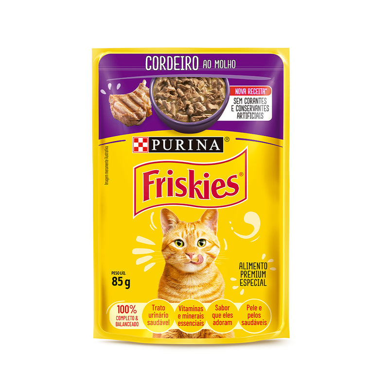 Ração Úmida Friskies Sachê Gatos | Sabor Cordeio ao Molho 85g