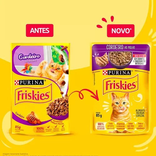 Ração Úmida Friskies Sachê Gatos | Sabor Cordeio ao Molho 85g