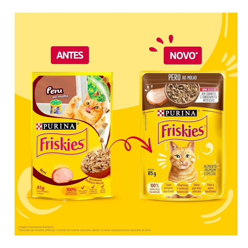 Ração Úmida Friskies Sachê Gatos | Sabor Peru ao Molho 85g