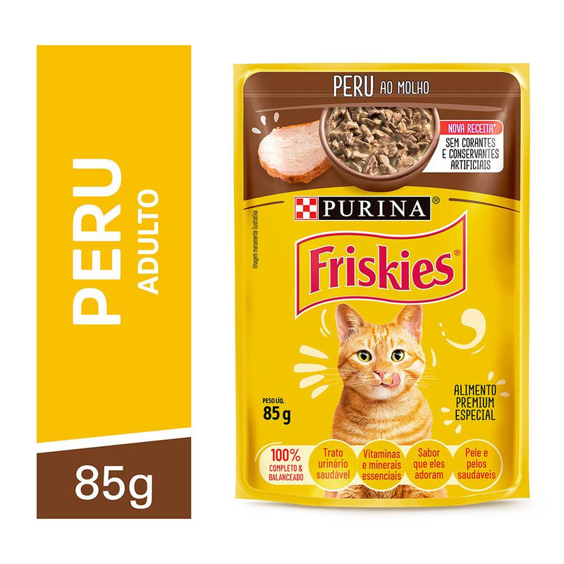 Ração Úmida Friskies Sachê Gatos | Sabor Peru ao Molho 85g