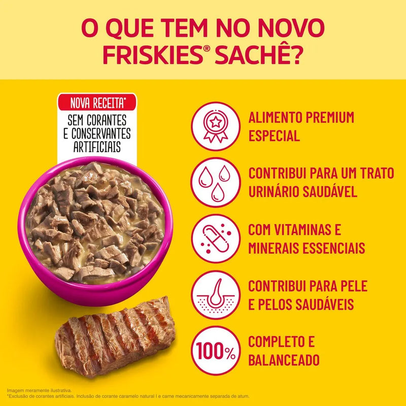 Ração Úmida Friskies Sachê Gatos | Sabor Carne ao Molho 85g