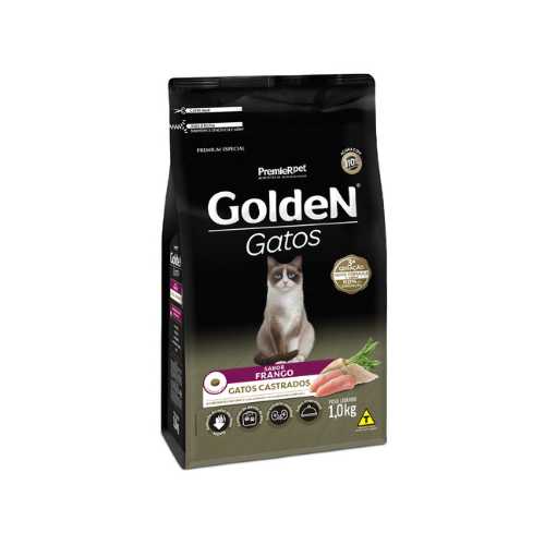 Ração Golden Gatos Castrados - 1kg a 3kg | Sabor Frango