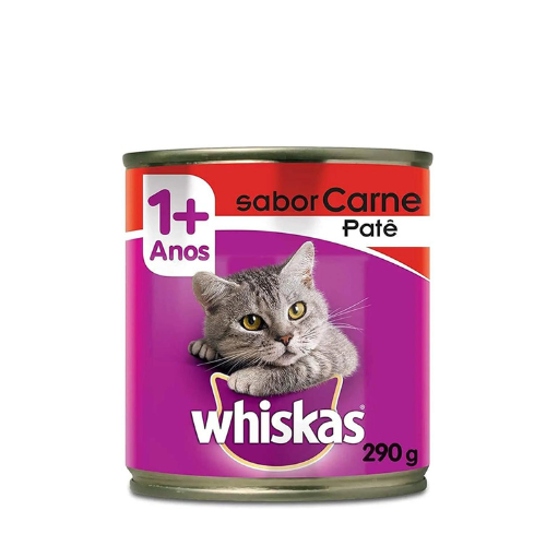 Ração Úmida Whiskas Lata Gatos Adultos - 290g | Sabor Carne