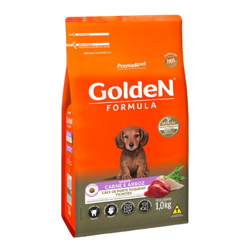 Ração Golden Formula Filhotes Porte Pequeno - 1.0kg e 3.0kg | Sabor Carne e Arroz