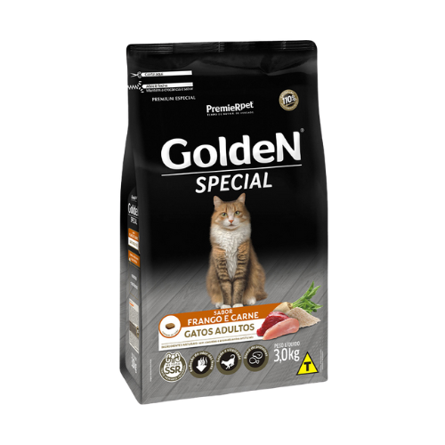 Ração Golden Special para Gatos Adultos - 3kg | Sabor Frango e Carne