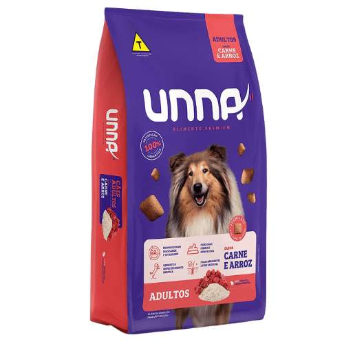 Ração Cães Unna Premium - 10.1kg e 15kg | Sabor Carne com Arroz