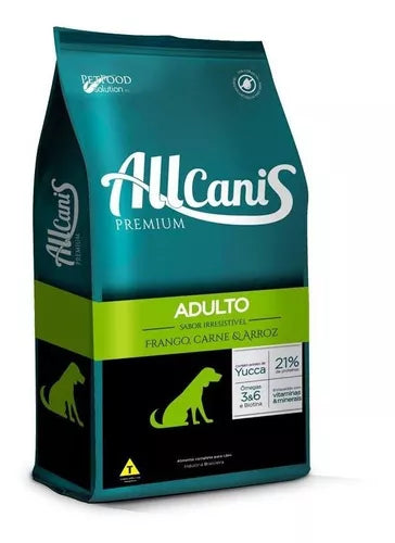 Ração AllCannis cães adultos - 15kg | Sabor frango, carne e arroz