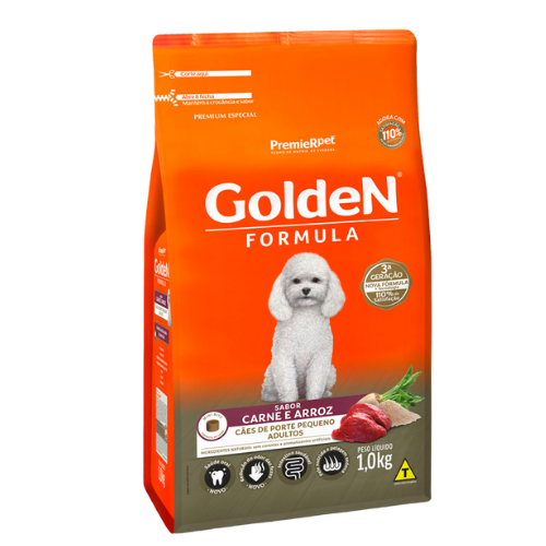 Ração Golden Formula Adulto Porte Pequeno - 1.0kg a 3.0kg | Sabor Carne e Arroz