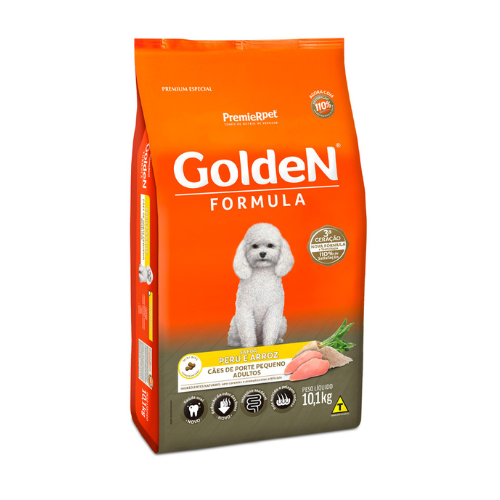 Ração Golden Formula Porte Pequeno Adulto - 10.1kg | Sabor Peru e Arroz