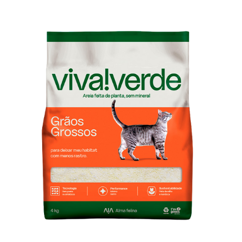 Granulado Viva Verde Grãos Grossos para Gatos - 4kg | Areia Higiênica