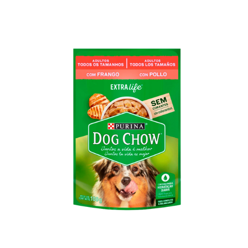 Ração Úmida Dog Chow Cães Adultos - 100g | Sabor Frango, Carne e Cordeiro