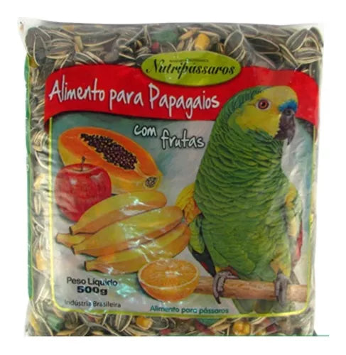 Ração Nutripassaros - 500g | Alimento Para Papagaios C/ Frutas