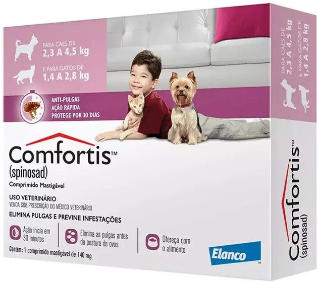 Antipulgas Comfortis Elanco - 140 mg | Cães de 2,3 a 4,5Kg e Gatos de 1,4 a 2,8Kg