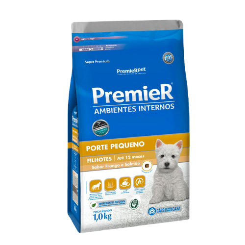 Ração Premier Ambientes Internos - Filhotes - 1.0kg a 2.5kg | Sabor Frango e Salmao
