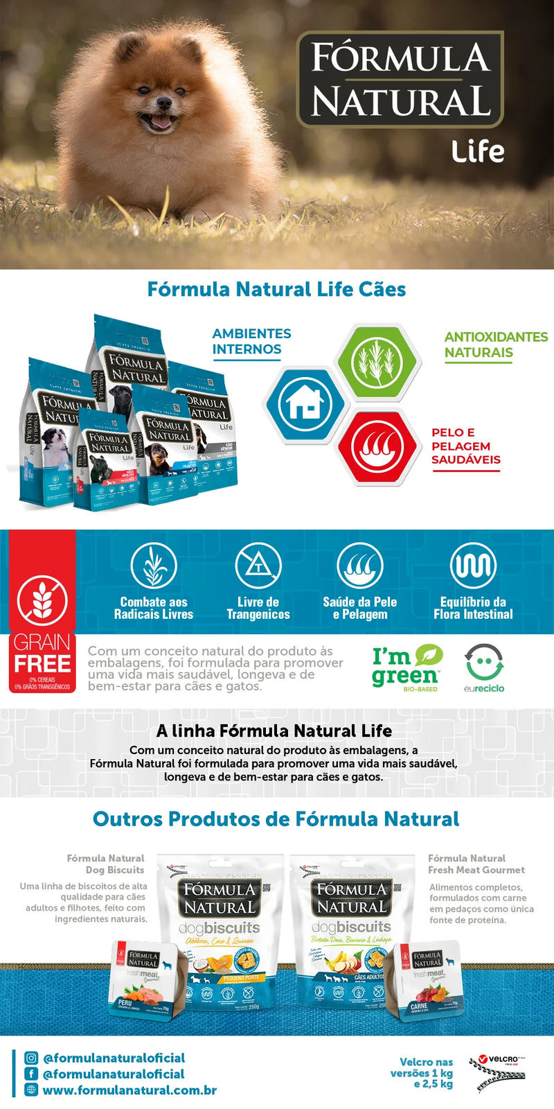 Ração Fórmula Natural Life Adulto Peq. Porte - 1 Kg | Sabor Frango e Linhaça