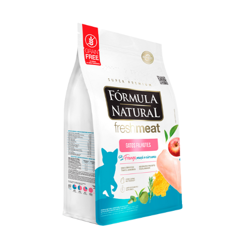 Ração Fórmula Natural FreshMeat Gatos Filhotes - 1kg | Sabor Frango, Maça e Curcuma