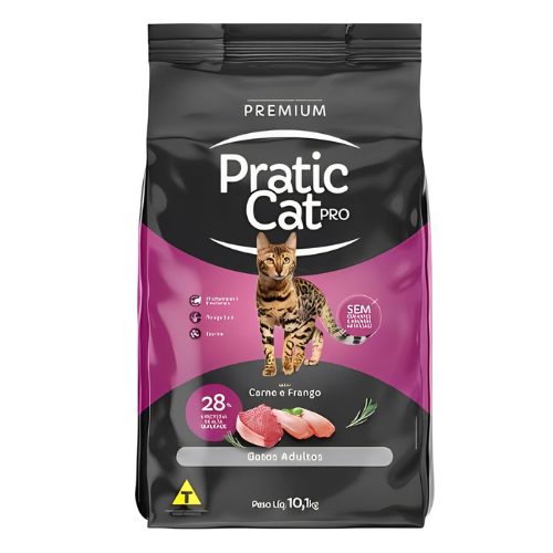 Ração Pratic Cat Pro - 10.1kg | Sabor Carne e Frango
