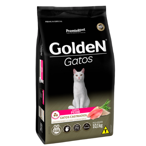 Ração Golden Gatos Castrado - 10.1kg | Sabor Peixe
