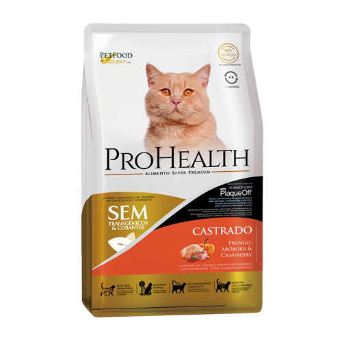 Ração Pro Health Gatos Castrados - 1kg | Sabor Frango, Abóbora & CranBerry