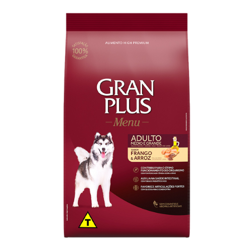 Ração Gran Plus Cães Adultos - 15.0kg | Sabor Frango e Arroz
