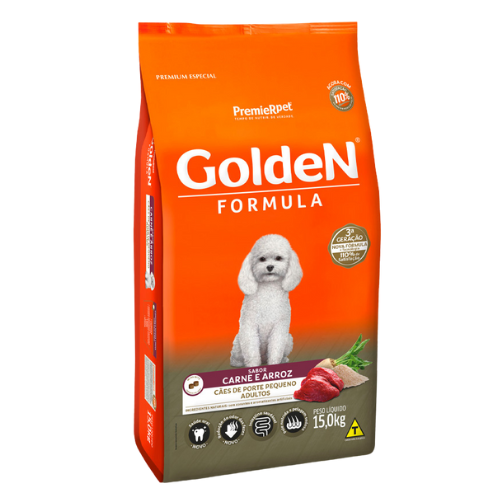 Ração Golden Formula Cães Adultos Porte Pequeno - 15kg | Sabor Carne e Arroz