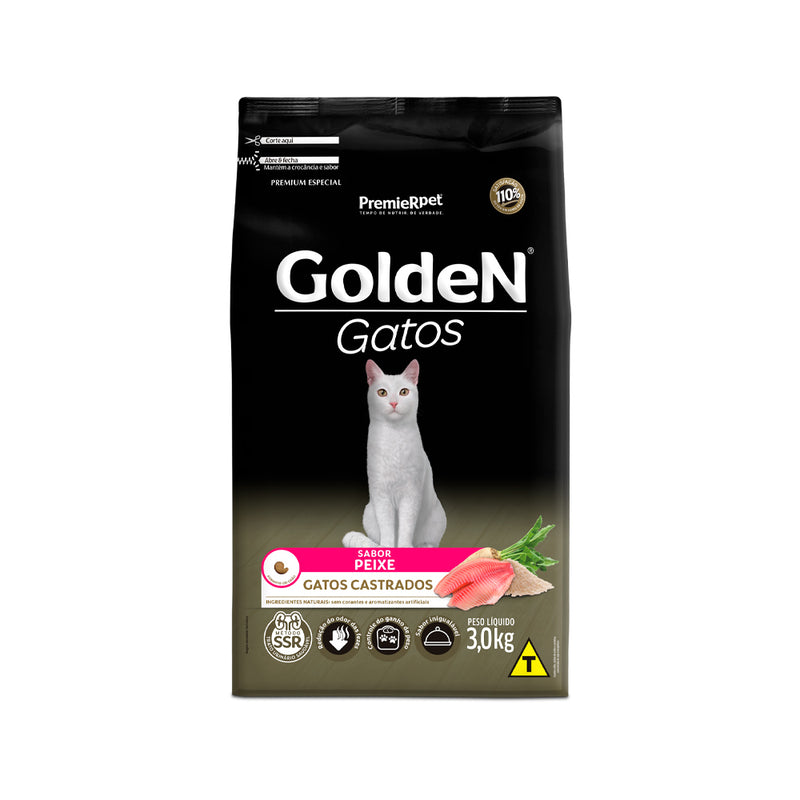 Ração Golden Gatos Castrados - 1kg a 3kg | Sabor Peixe