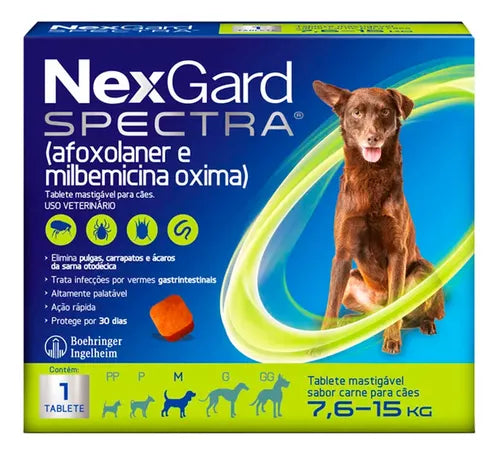 Nexgard Spectra Cães - 7.6 a 15kg - Elimine Pulgas