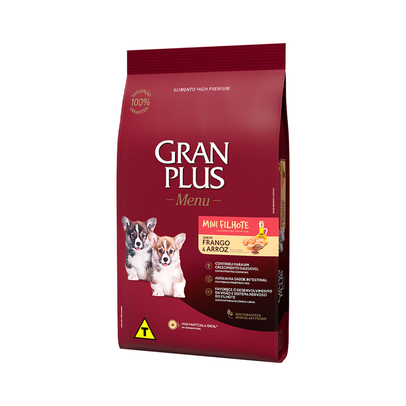 Ração Gran Plus Menu Mini Filhote - 10.1kg | Sabor Frango e Arroz