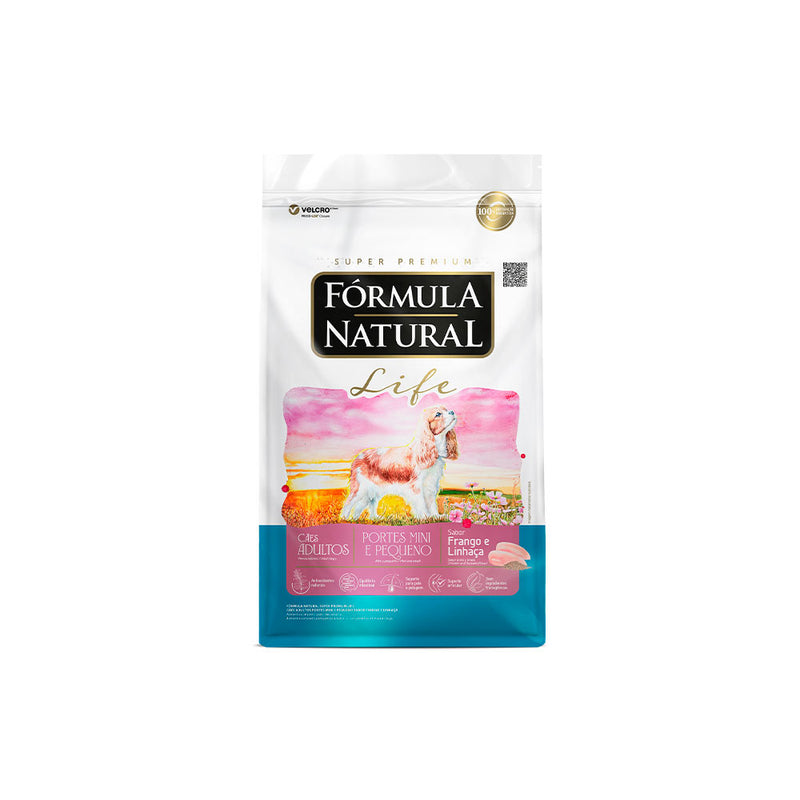 Ração Fórmula Natural Life Adulto Peq. Porte - 1 Kg | Sabor Frango e Linhaça