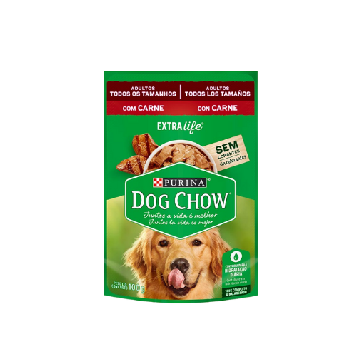 Ração Úmida Dog Chow Cães Adultos - 100g | Sabor Frango, Carne e Cordeiro