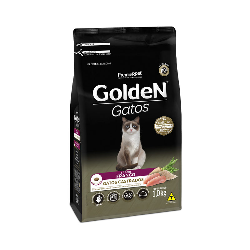 Ração Golden Gatos Castrados - 1kg a 3kg | Sabor Frango