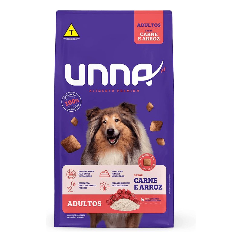 Ração Cães Unna Premium - 10.1kg e 15kg | Sabor Carne com Arroz