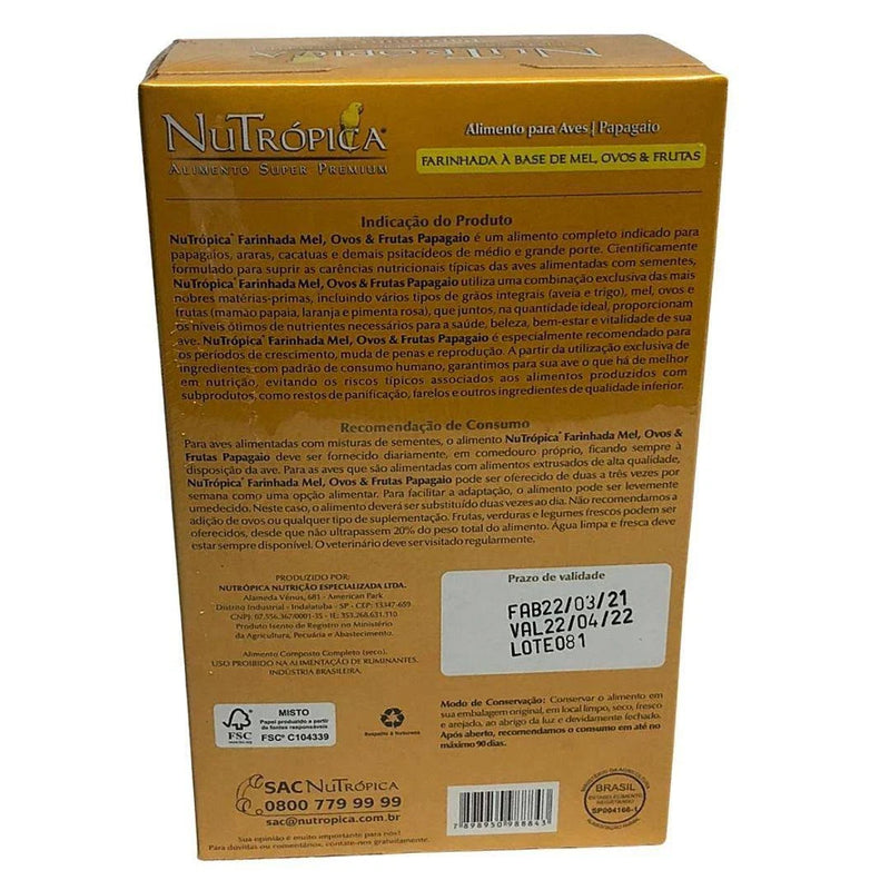 Nutrópica para Papagaio - 300g | Base de Mel, Ovos e Frutas
