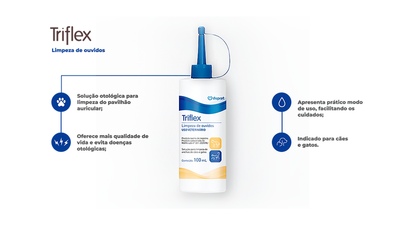 Solução Otológica Duprat Triflex - 100ML | Cães E Gatos