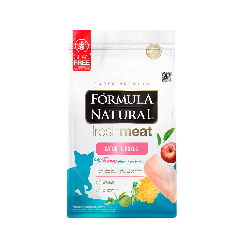 Ração Fórmula Natural FreshMeat Gatos Filhotes - 1kg | Sabor Frango, Maça e Curcuma