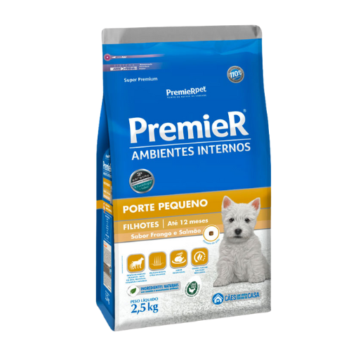 Ração Premier Ambientes Internos - Filhotes - 1.0kg a 2.5kg | Sabor Frango e Salmao