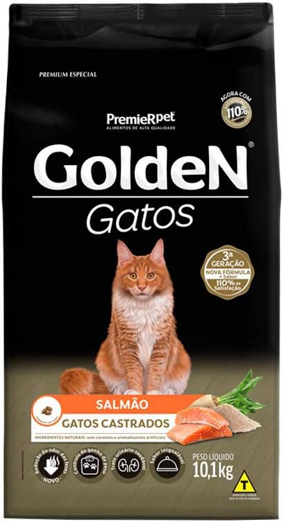 Ração Golden Gatos Castrado - 10.1kg | Sabor Salmão