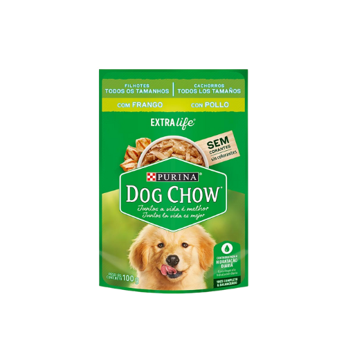Ração Úmida Dog Chow Filhotes Sachê para cães - 100g | Sabor Frango e Carne
