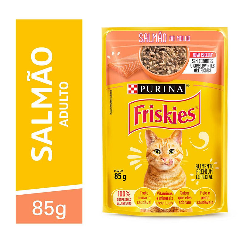 Ração Úmida Friskies Sachê Gatos | Sabor Salmão ao Molho 85g