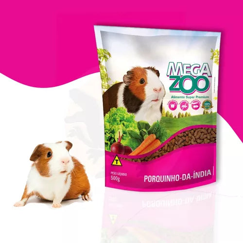 Ração Mega Zoo - 500g | Para Porquinho Da Índia Adulto