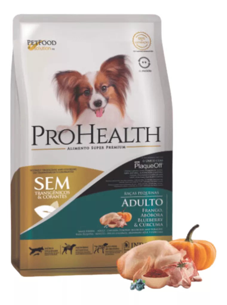 Ração Pro Health Raças Pequenas Adulto 1.0kg e 2.5kg - Sabor Frango, Abóbora, Blueberry e Cúrcuma