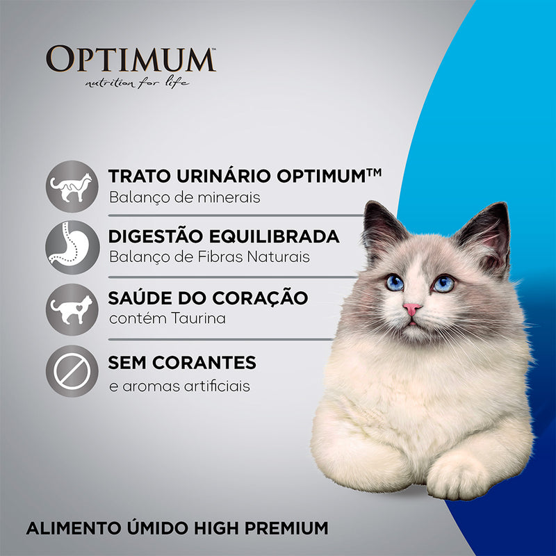 Ração Úmida Optimum Sachê Gatos Castrados | Sabor Salmão e Carne 85g