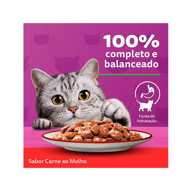 Ração Úmida Whiskas Lata Gatos Adultos - 290g | Sabor Carne