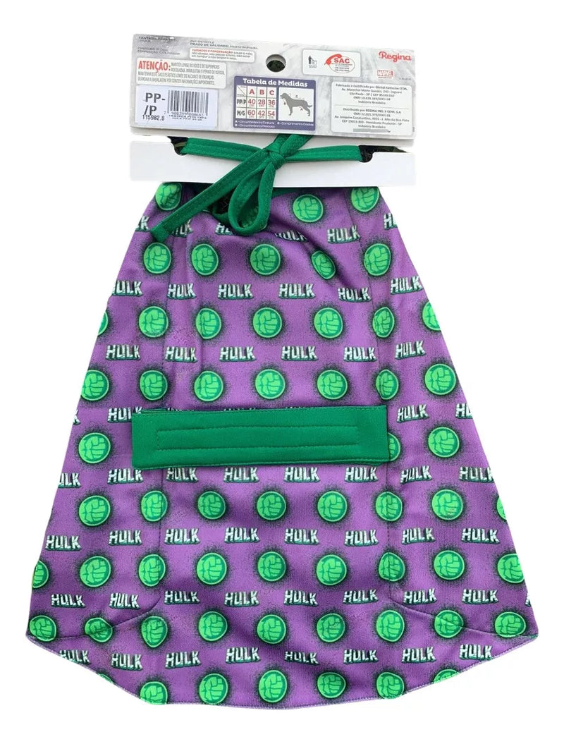Fantasia Pet Vingadores Hulk Com Capa | M e G