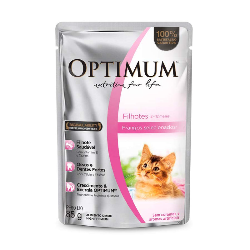 Ração Úmida Optimum Sachê Gatos Filhotes | Sabor Frango 85g