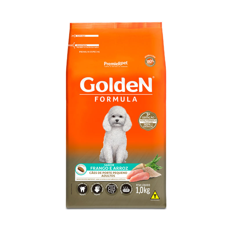 Ração Golden Formula Adulto Porte Pequeno - 1.0kg | Sabor Frango e Arroz