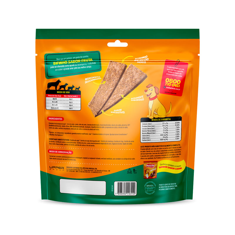 Bifinho Snack Petiscão para Cães - 250g | Sabor Fruta Banana, Maçã e Aveia
